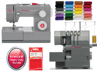 Singer Heavy Duty Bundle - 4432 - 32 Stitch Heavy Duty Sewing Machine + Heavy Duty HD0405S Overlocker + 24 x Threads + extra Needle Pack - Delivery due week commencing 9th December