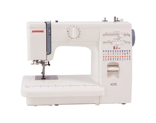 Janome 423S Sewing Machine - Metal bodied robust machine, auto needle threader, 1 step buttonhole, hard cover - ( 1 to 2 week delivery)