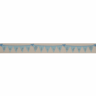 Bowtique Blue Happy Birthday Bunting Grosgrain Ribbon - 5m x 15mm Roll