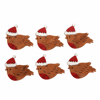 Trimits Craft Embellishments - Wooden Christmas Robins (Pack of 10)