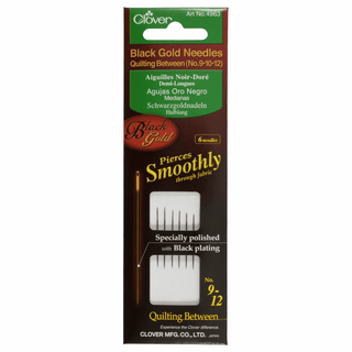 Clover Gold/Black Hand Quilting/Betweens Needles - Assorted Sizes (Pack of 6)