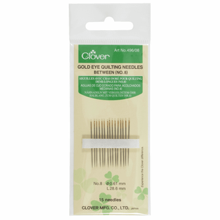 Clover Gold Eye Hand Quilting/Betweens Needles - Size No.8 (Pack of 15)