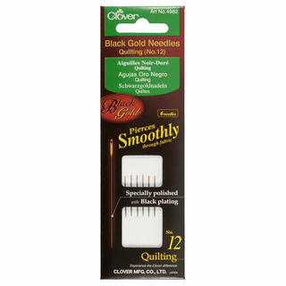 Clover Black/Gold Hand Sewing Quilting Needles - Size No. 12 (Pack of 6)