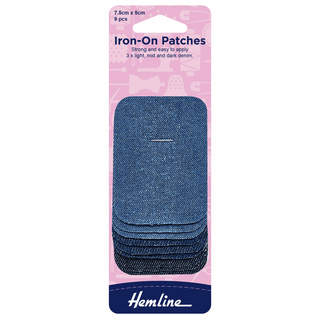 Assorted Denim Iron-On Patches - 7.5 x 5cm (9 Pack) - Sewing and Crafting Outlet