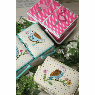 Applique Owl Twin Lid Sewing Box - Large - Sewing and Crafting Outlet