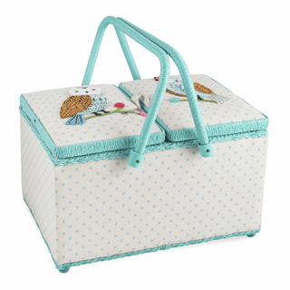 Applique Owl Twin Lid Sewing Box - Large - Sewing and Crafting Outlet