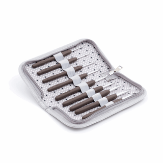 Filled Crochet Hook Case - Grey Polka Dot