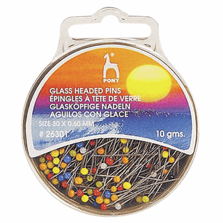 PONY Glass Headed Pins - 30mm x 0.40mm