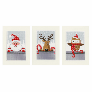 Counted Cross Stitch Greeting Card Kit - Xmas Buddies (set of 3)