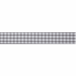 Bowtique Grey Gingham Polyester Ribbon - 5m x 15mm Roll