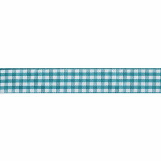 Bowtique Blue Gingham Polyester Ribbon - 5m x 15mm Roll