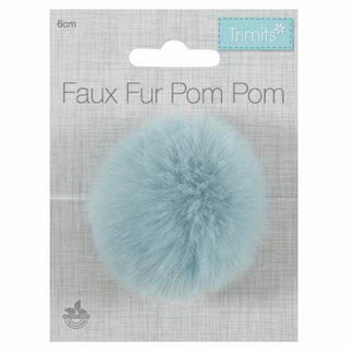 Trimits Faux Fur Super Fluffy Pom Pom - Light Blue 6cm (Medium)