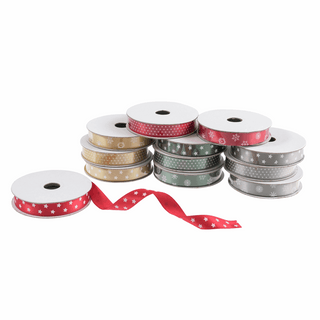 Christmas Printed Satin Ribbon Bundle - 2m x 10mm (Pack of 12)